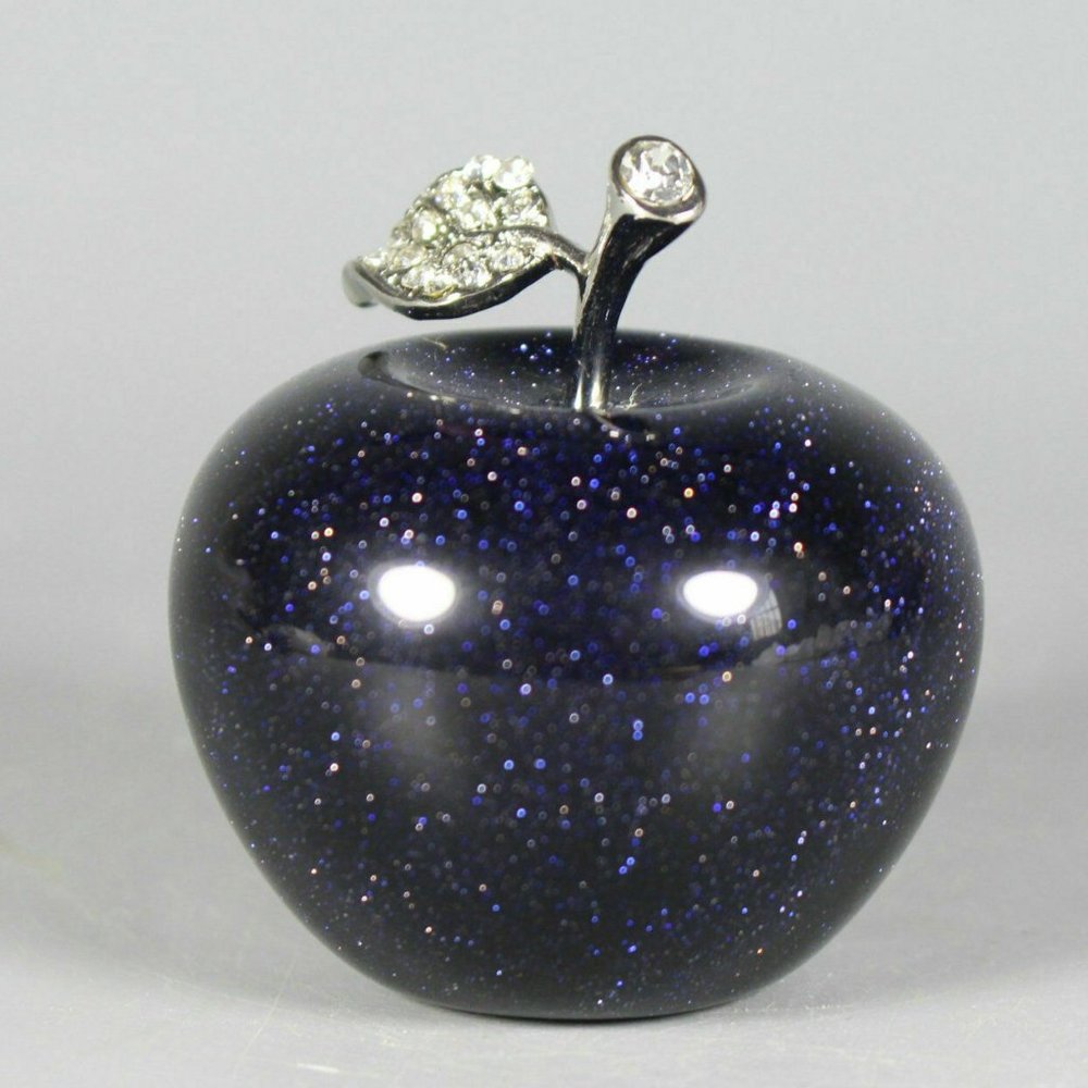 Blue gold sandstone Apple Quartz Crystal Figurine - Picture 1 of 2
